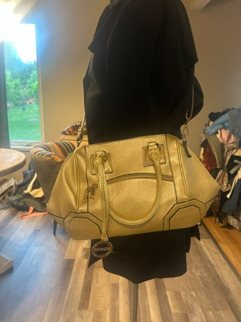 St. Sorrentino Gold Metallic Handbag